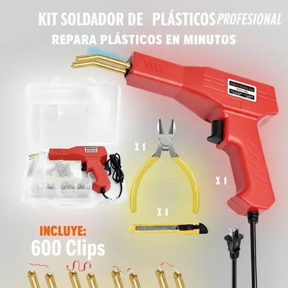 SoldaPlast Pro: (Soldador Plastico-Corta Frio-Bisturi-Caja Portable)+250 Grapas