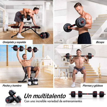 SET de Pesas Completo 44 LBS + Barra Acolchada GRATIS 🔥 KIT COMPLETO