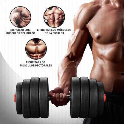 SET de Pesas Completo 44 LBS + Barra Acolchada GRATIS 🔥 KIT COMPLETO